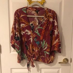 NEW EXPRESS maroon floral crop top
